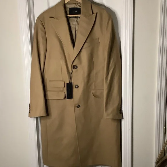 Zara Tan Wool Coat NWOT - Picture 1 of 15